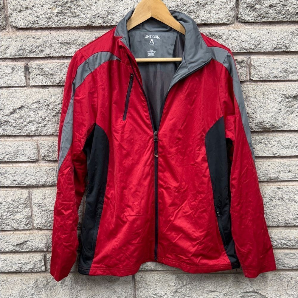 Antigua Red and Black Windbreaker Jacket